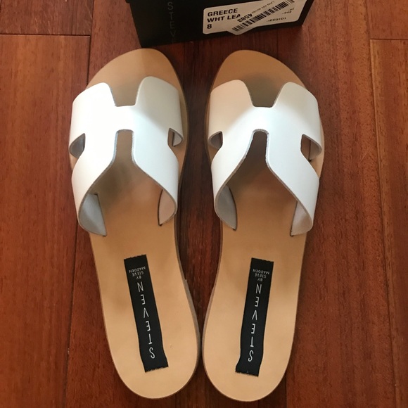 steve madden greece sandals white